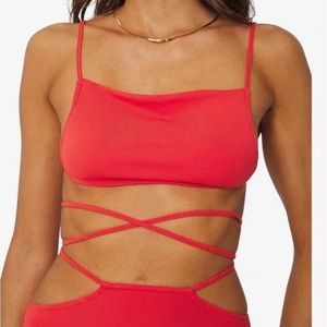 Jersey knit cherry red weworewhat top